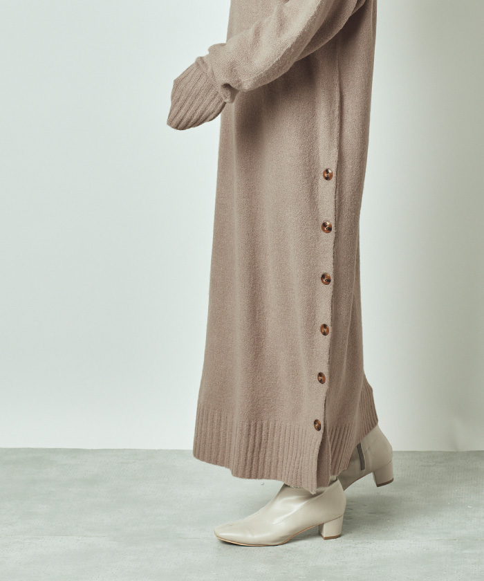 ボトルネックサイドボタンニットワンピース通販 レディースファッション 洋服通販 Titivate ティティベイト