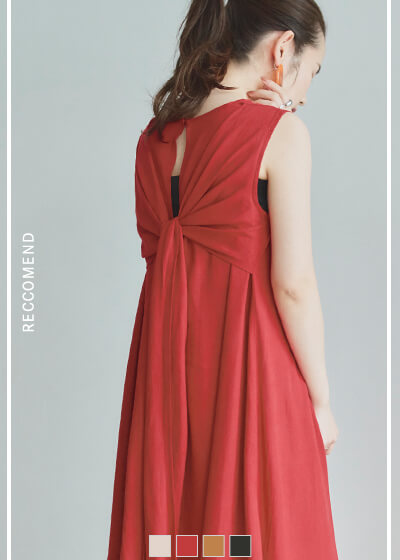 リネン混2wayリボンマキシワンピース〔人気商品！予約〕