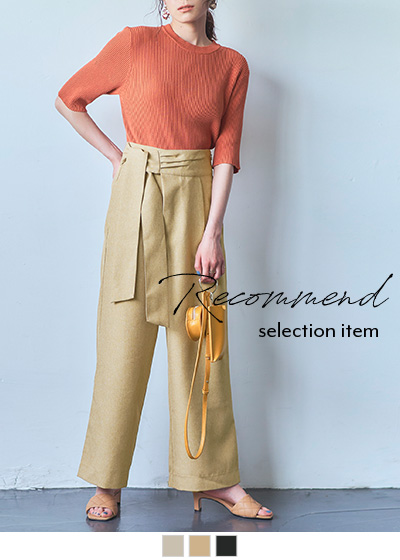 ウエストリボンラップワイドパンツ【メール便可／100】〔人気商品！予約〕