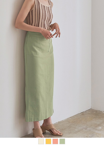 麻ロングタイトスカート【メール便可／100】