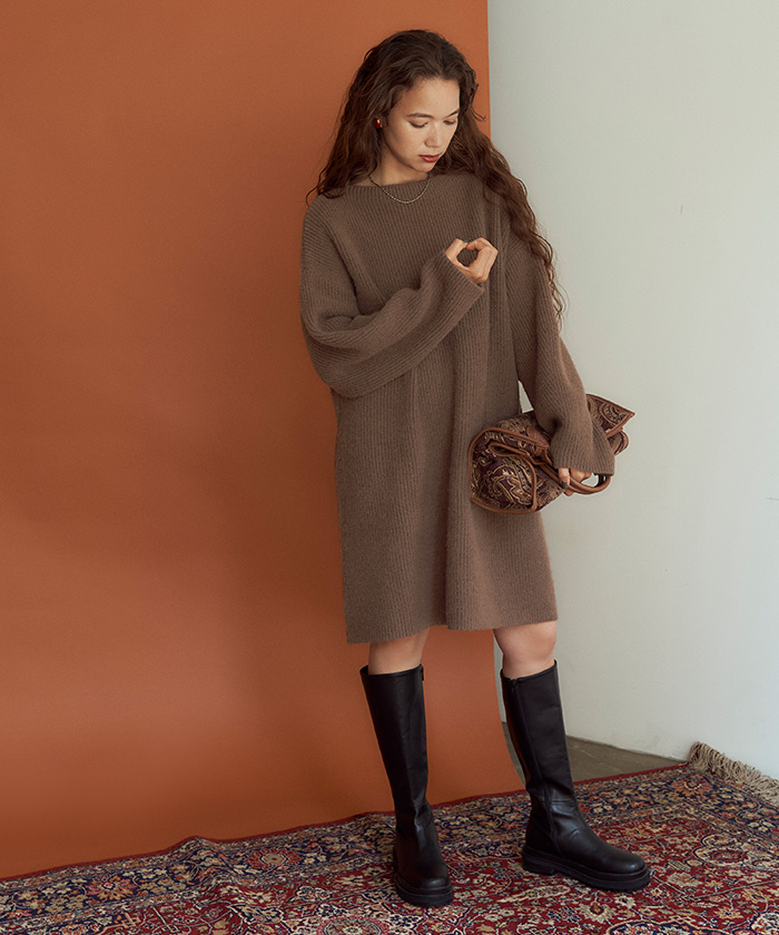 ビッグシルエットミニ丈ニットワンピース通販 レディースファッション 洋服通販 Titivate ティティベイト