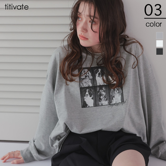 ドッグフォトプリントビッグロングTシャツ