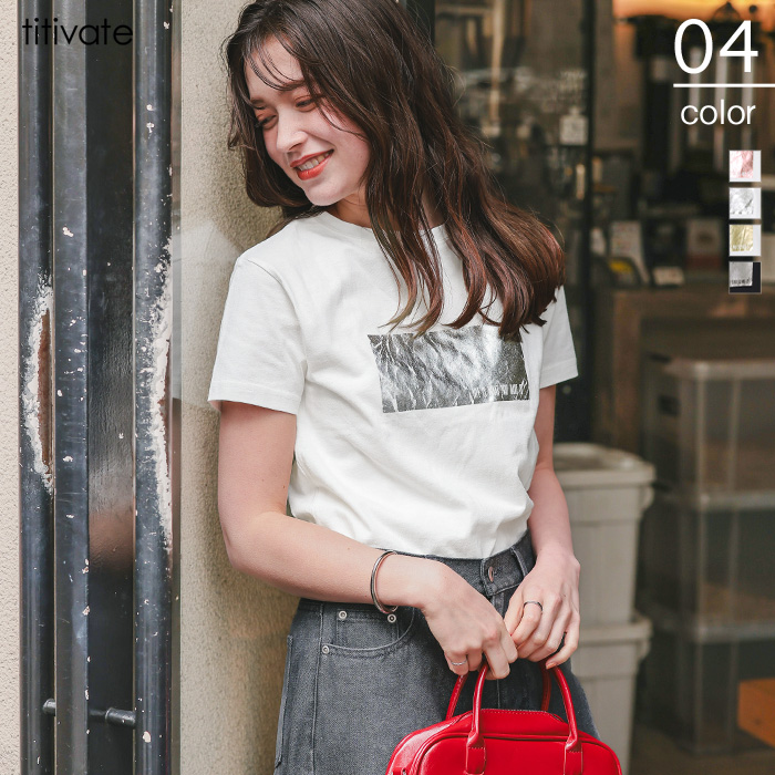 箔プリントコンパクトTシャツ【メール便可／60】