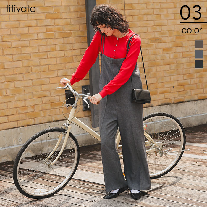 肩リボンベアオールインワン