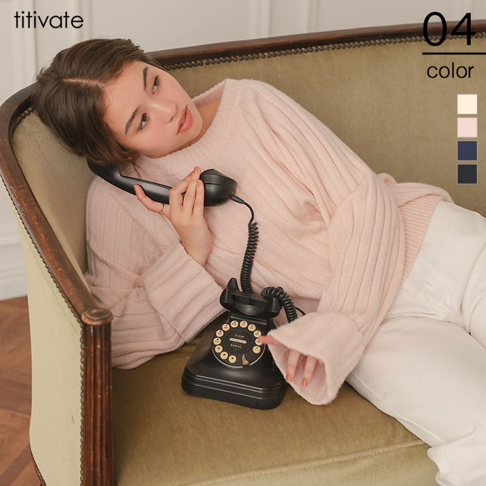 クロップド丈リブニットプルオーバー