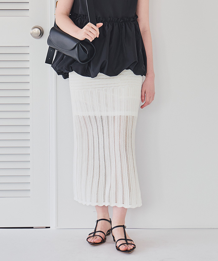 柄編みスカート