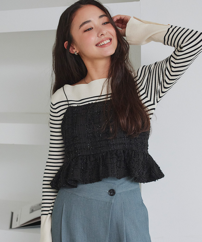 ラメツイードキャミソールトップス【メール便可／80】