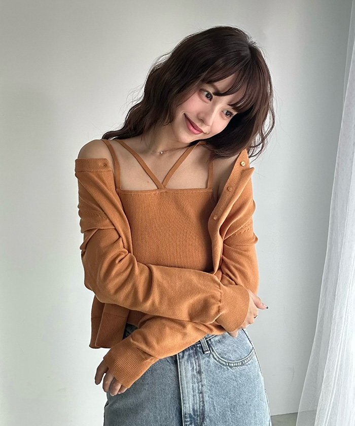 キャミソールセットニットカーディガン