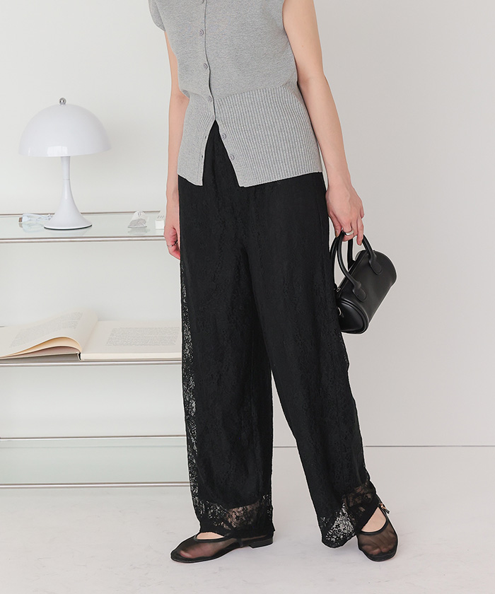 花柄レースイージーパンツ