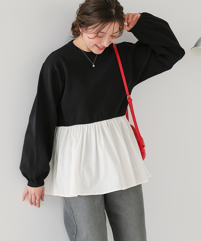 ペプラムドッキングニットプルオーバー