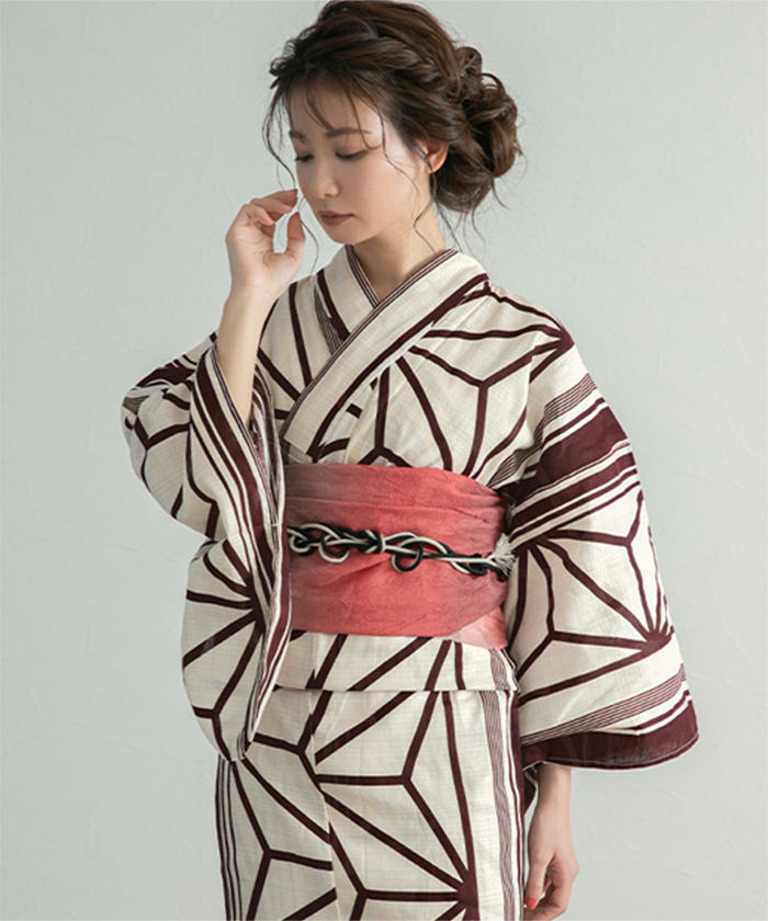 [単品]麻の葉古典柄綿麻浴衣