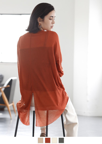 バックハイスリットシアーカットソーTシャツ【メール便可/90】