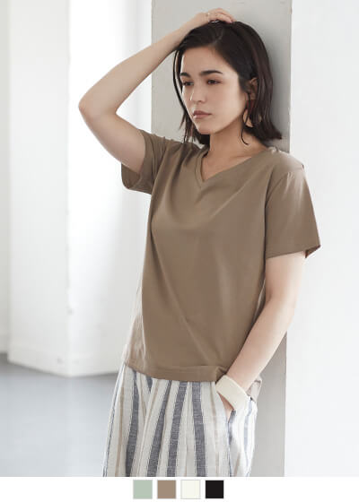 ベーシックVネックTシャツ【メール便可/30】