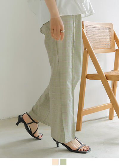 チェック柄セミフレアパンツ【メール便可／90】