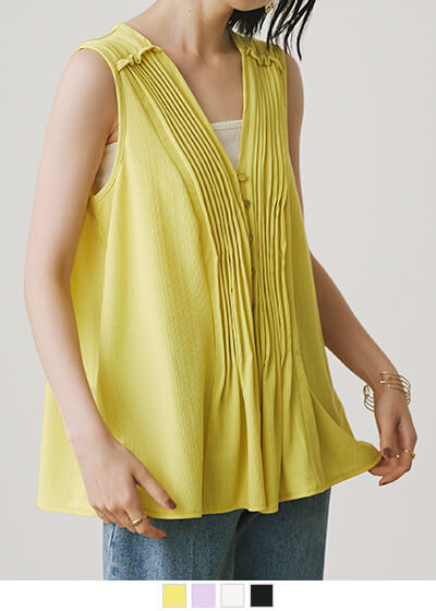 シアーピンタックノースリーブ【メール便可／60】