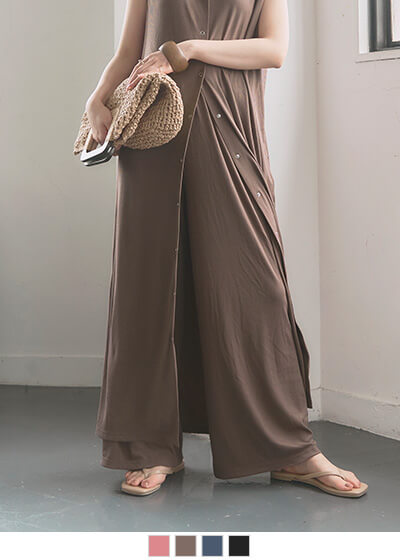 カットソーリブイージーパンツ