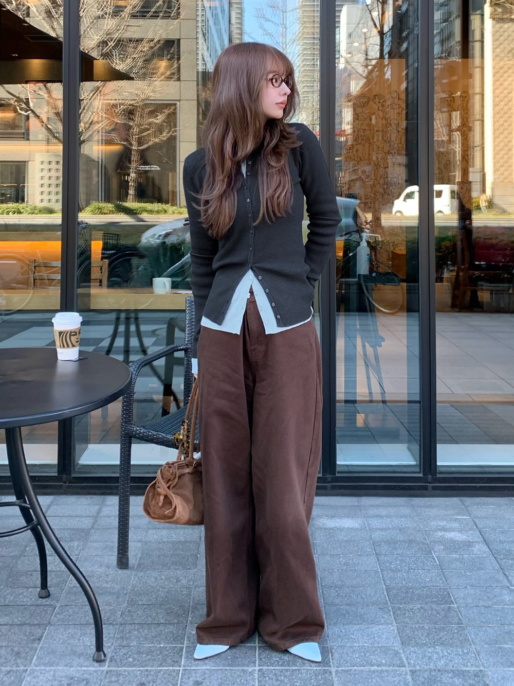 いつきさん着用 メニー釦リブニットカーディガン 春夏 カーデ