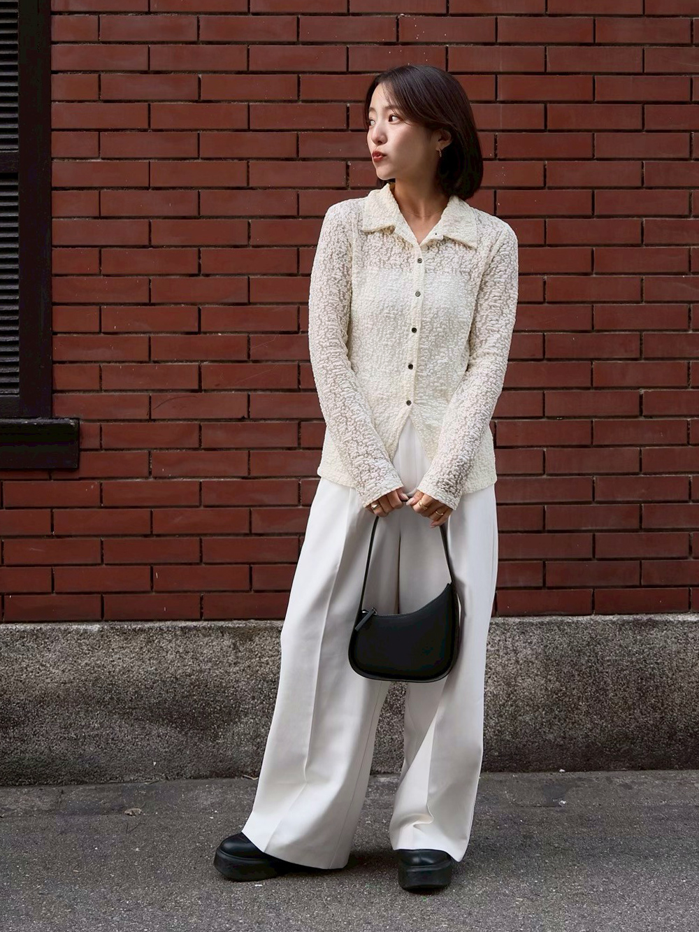 ゆいさん着用 レースコンパクトシャツ 春夏 ブラウス