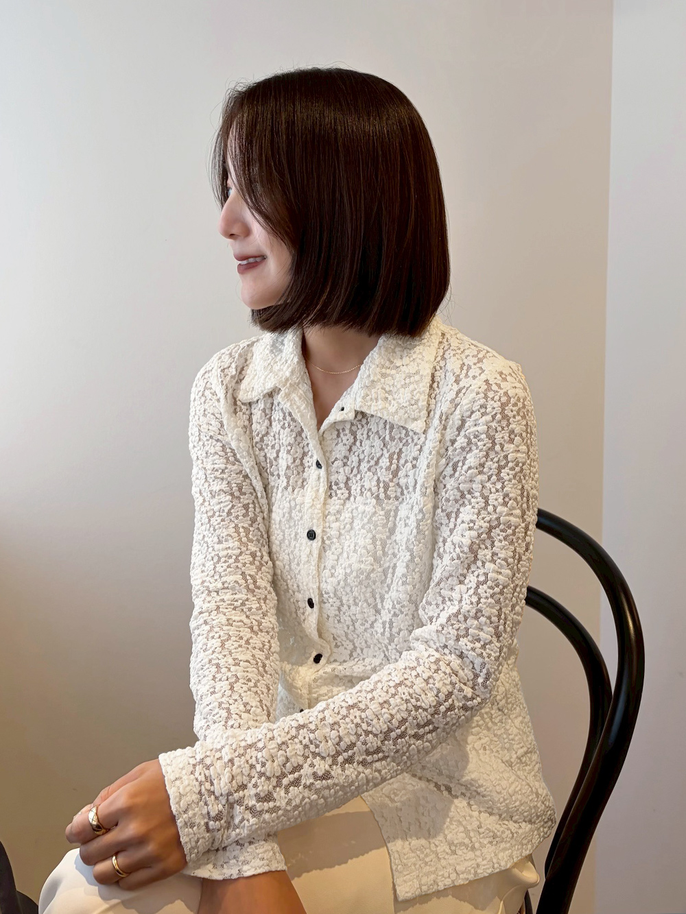 ゆいさん着用 レースコンパクトシャツ 春夏 ブラウス