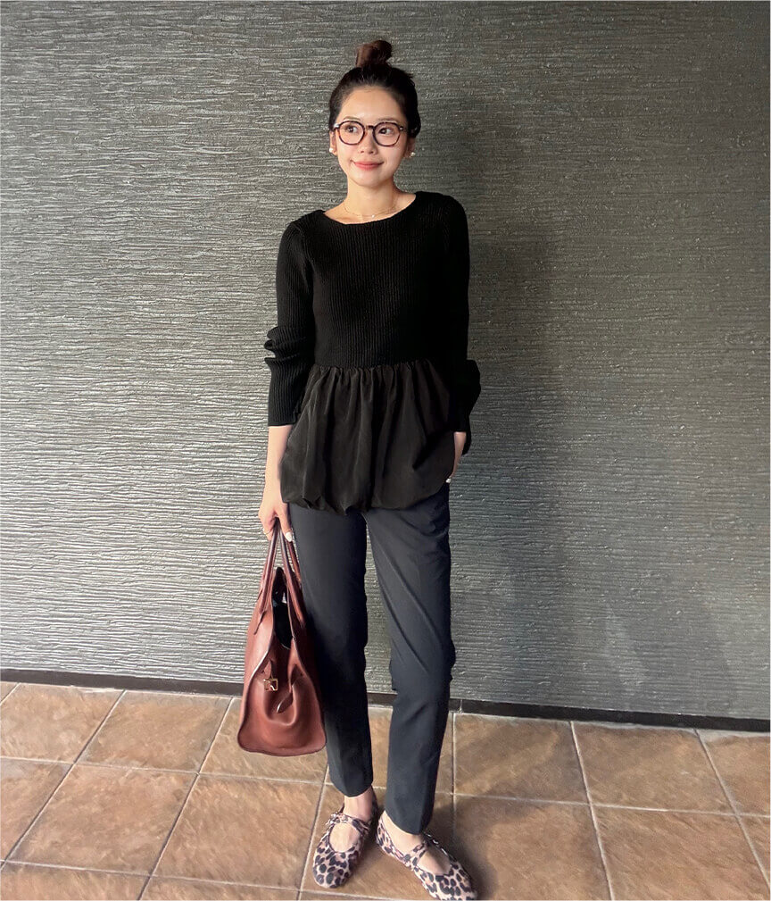 ほたるさん着用 ヘムバルーンドッキングボートネックリブニット 秋冬 ニット