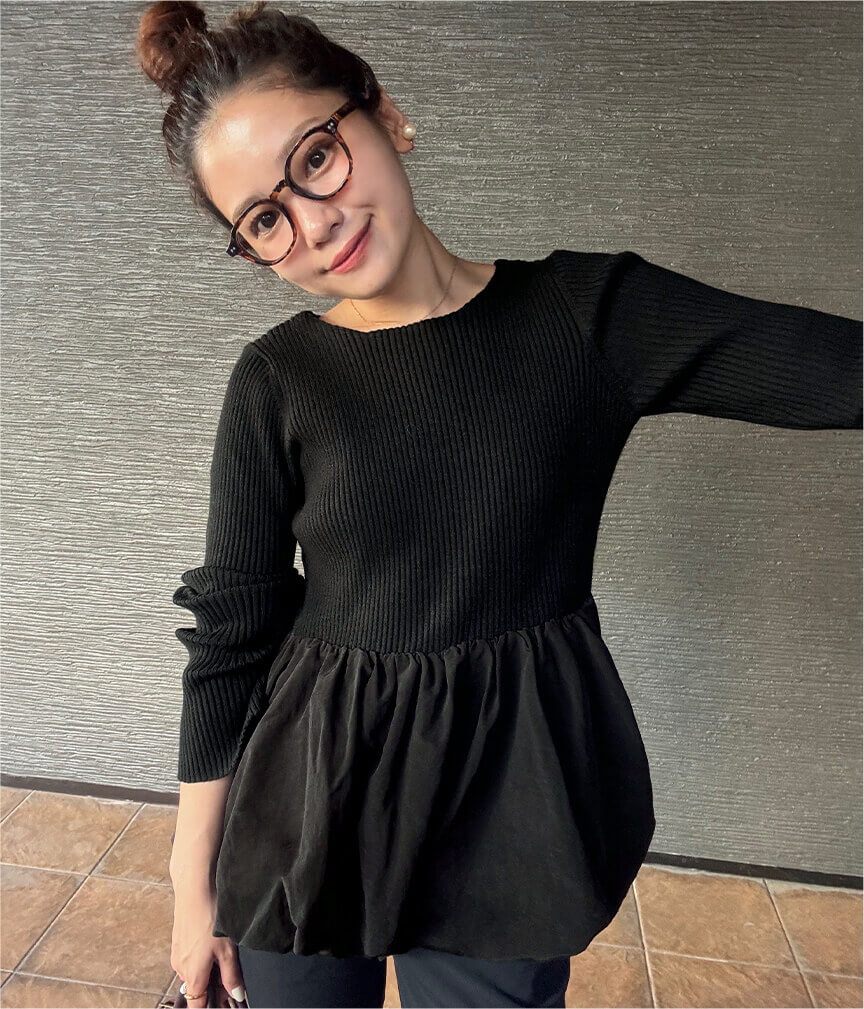 ほたるさん着用 ヘムバルーンドッキングボートネックリブニット 秋冬 ニット