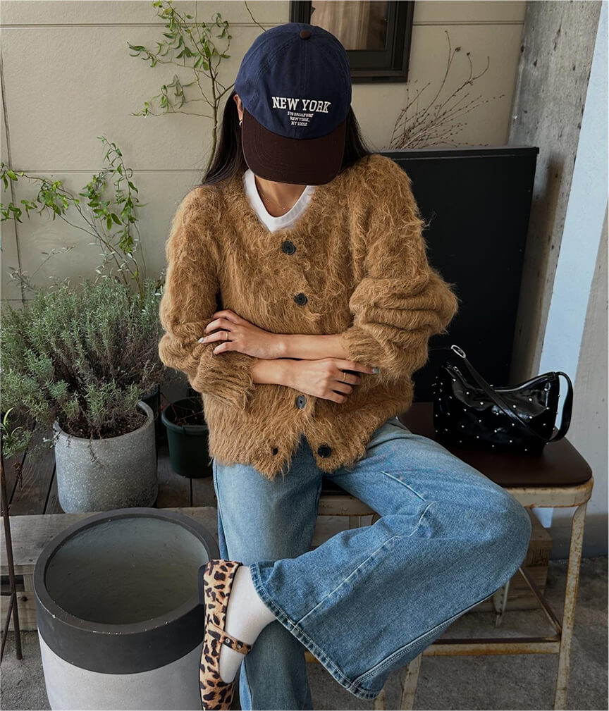 きこさん着用 ふわふわ毛ガキニットカーディガン 秋冬 ニット