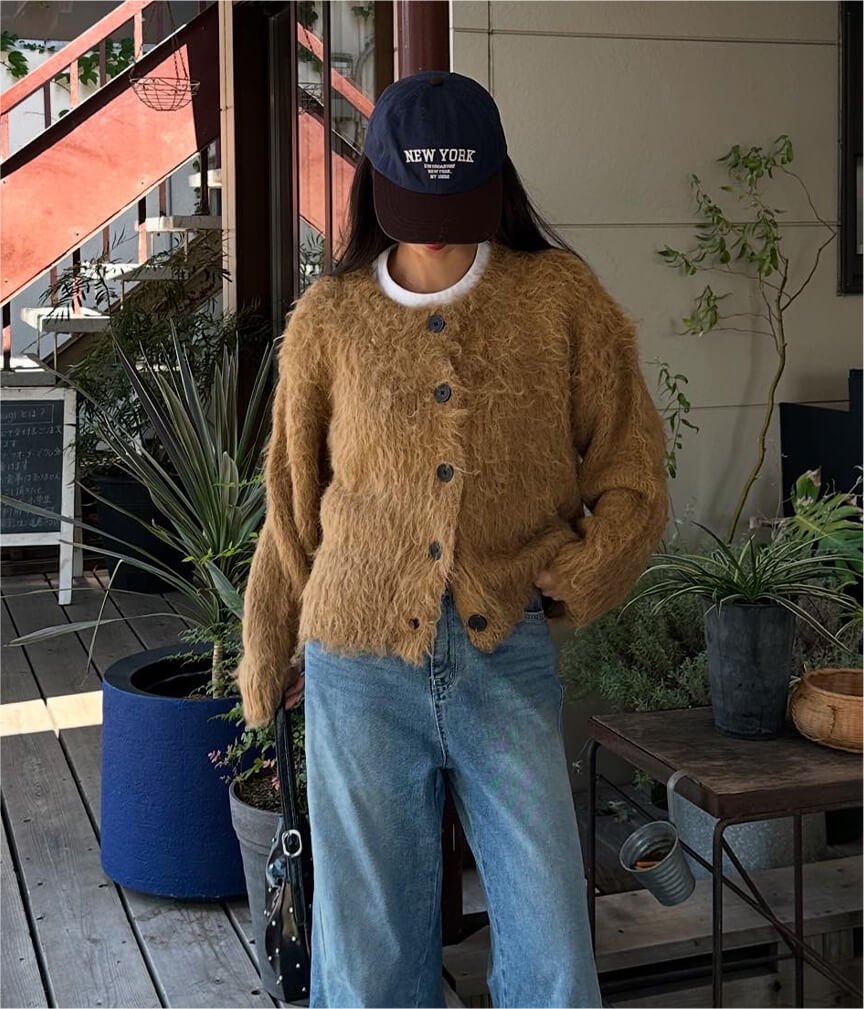 きこさん着用 ふわふわ毛ガキニットカーディガン 秋冬 ニット