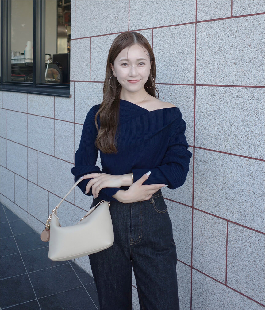 ななみさん着用 オフショルダーリブニットトップス 秋冬 ニット