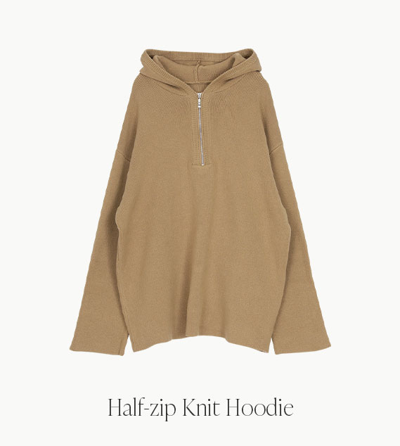 Half-zip knit hoodie