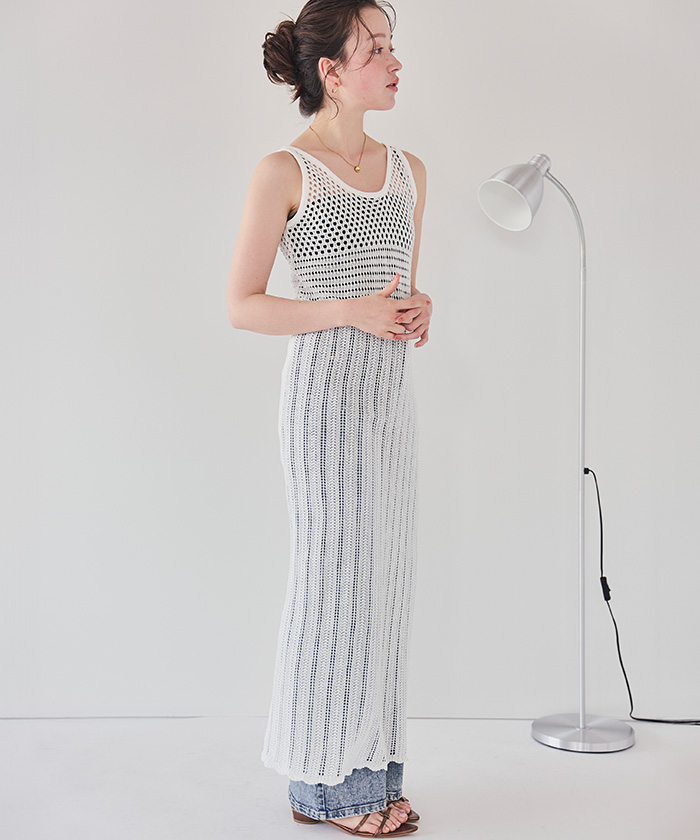 Apolina オリジナルテキスタイル　ノースリーブワンピース 美品 Apolina オリジナルテキスタイル ノースリーブワンピース 美品