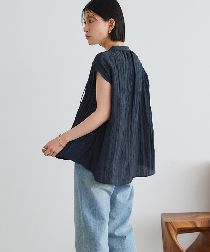 フレンチスリーブワッシャーブラウス【メール便可／100】通販