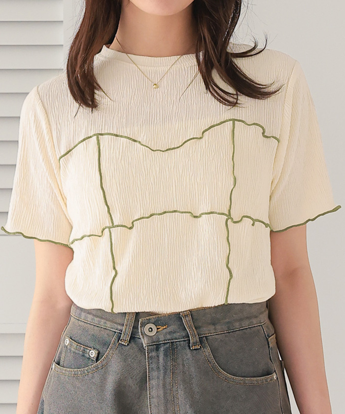 プリーツ配色ビスチェ風プルオーバー【メール便可／100】 | titivate