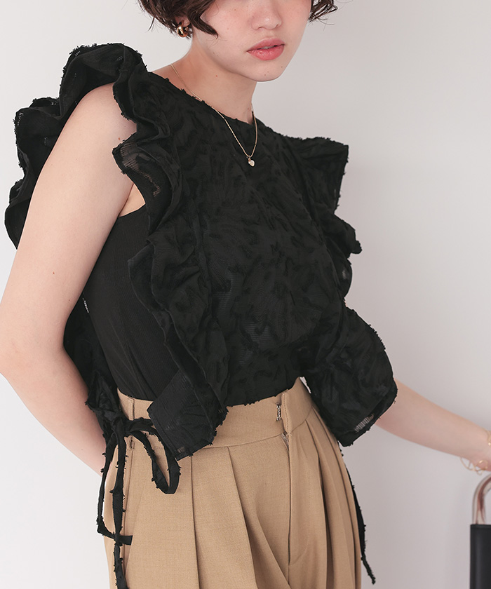tシャツ 前後2wayジャガードフリルトップス/ジレ レディース 前後2wayジャガードフリルトップス/ジレ通販｜レディース