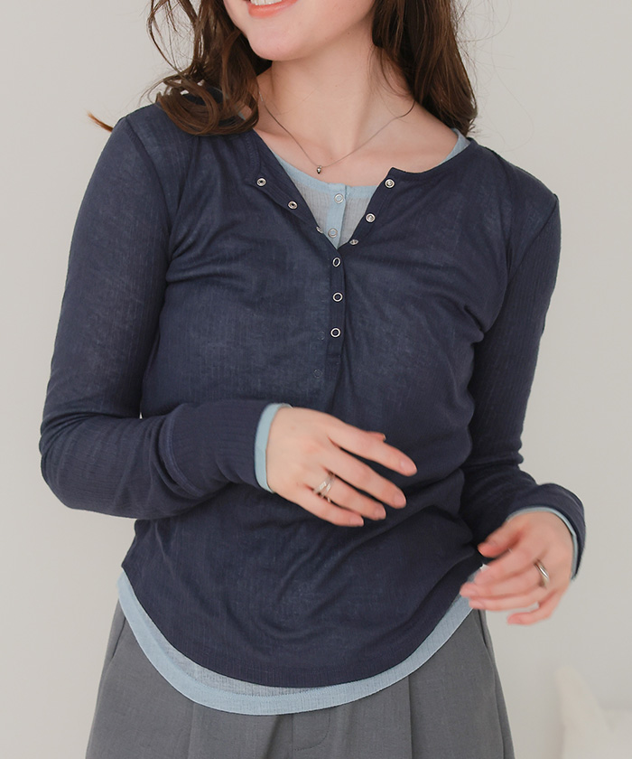 シアーテレコヘンリーネックトップス【メール便可／85】 | titivate