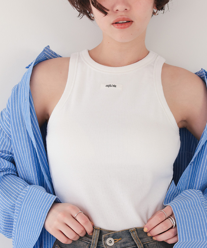 カップ付きロゴタグアメスリタンクトップ | titivate