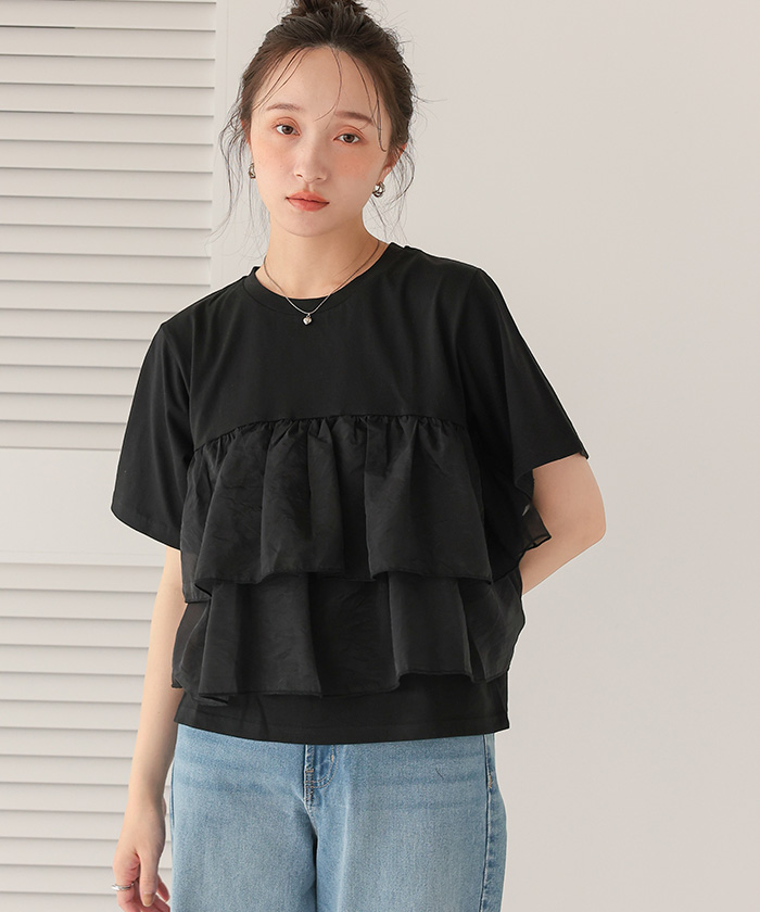 しぃ様　オーダーページ オーガンジーフリルドッキングTシャツ通販｜レディース