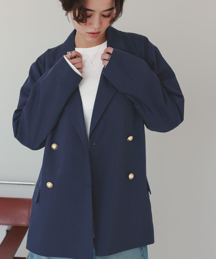 callautia ゴールドボタンテーラードジャケット ネイビー Lサイズ callautia ゴールドボタンテーラードジャケット ネイビー L