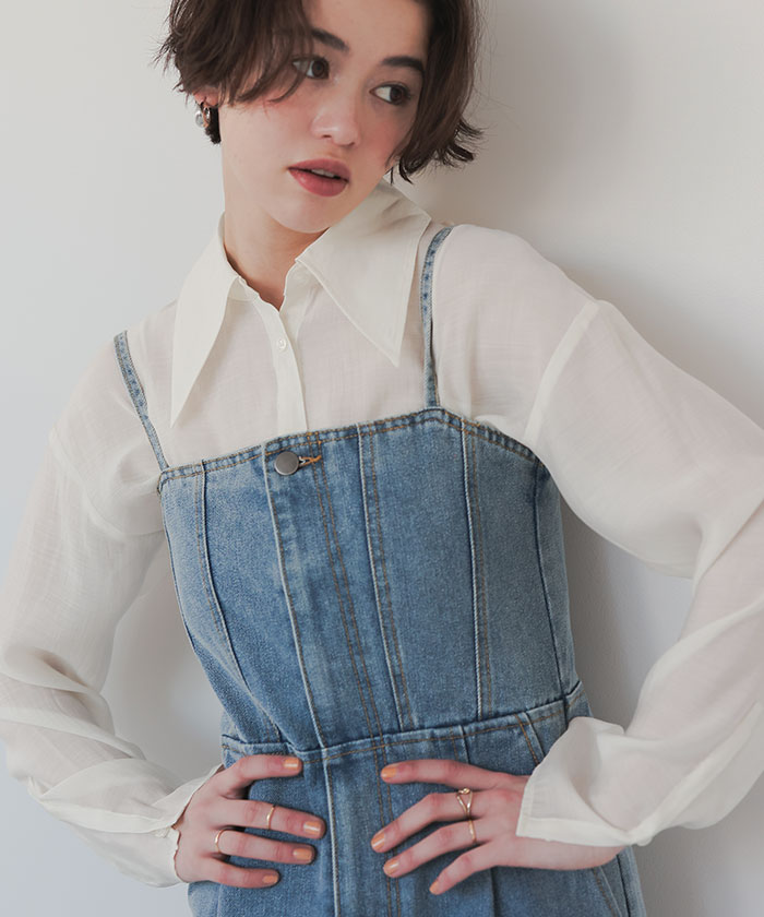 デザイン襟シアーシャツ【メール便可／100】 | titivate