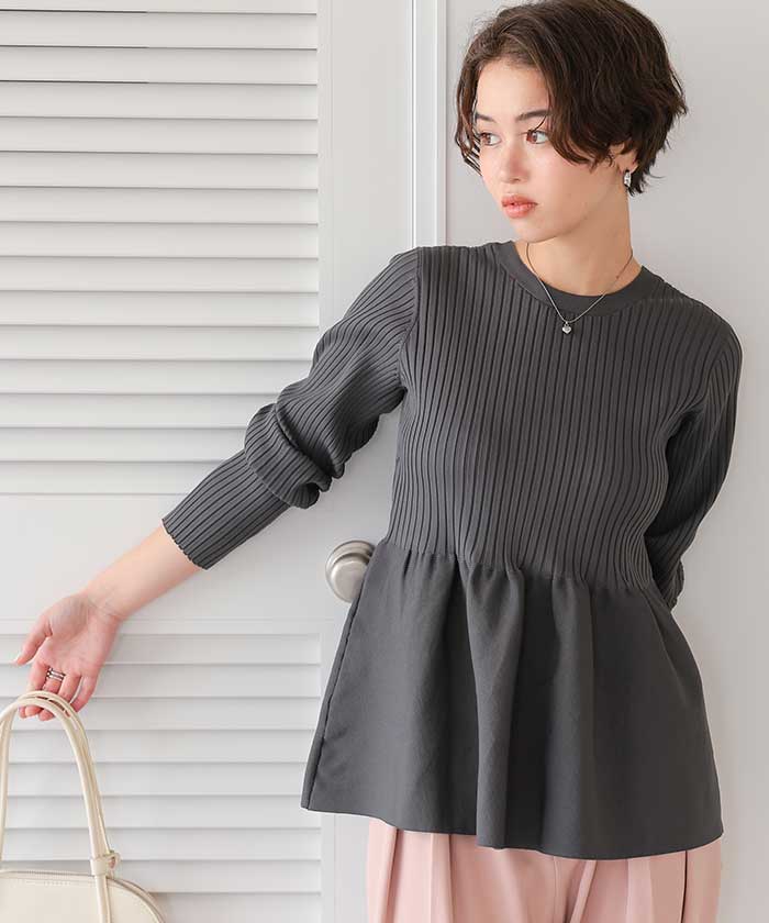 前後2wayペプラムニットトップス | titivate