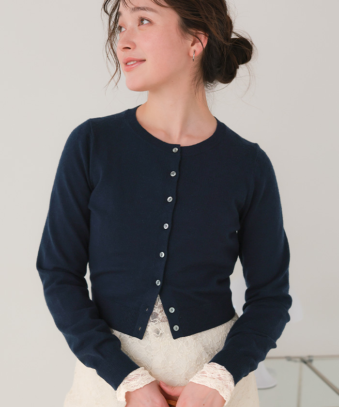 クルーネックニットカーディガン/トップス【メール便可／100】 | titivate