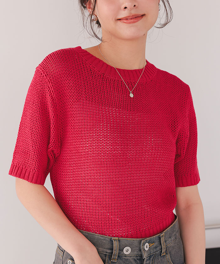 ローゲージ半袖ニットトップス【メール便可／100】 | titivate