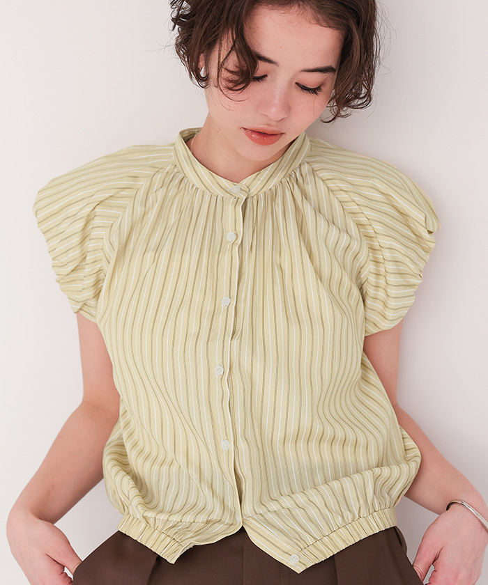 新品未使用　THETOE ポルトパフブラウス　イエローS パフショルダーブラウス【メール便可／100】 | titivate