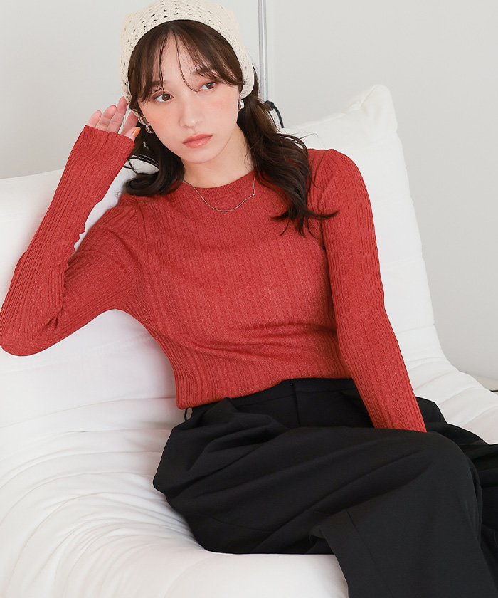 クルーネックランダムリブシアーニット【メール便可／90】 | titivate