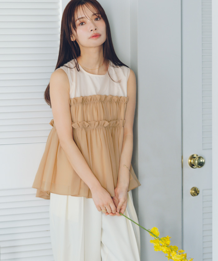 シフォンフリルドッキングトップス【メール便可／100】通販