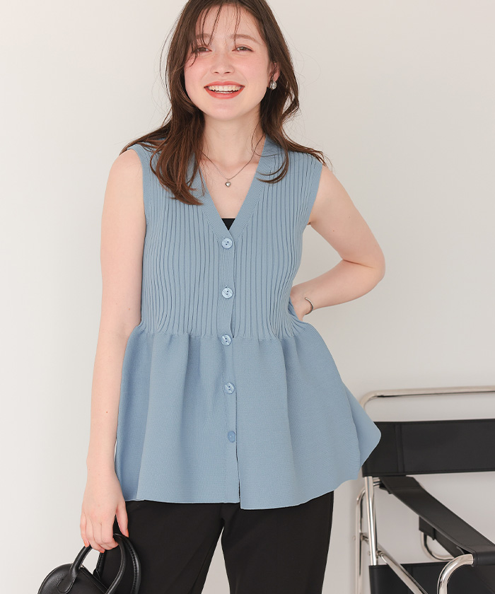 【タグ付き】Anne Coquine 2WAYペプラムノースリーブニット タグ付き】Anne Coquine 2WAYペプラムノースリーブニット Anne