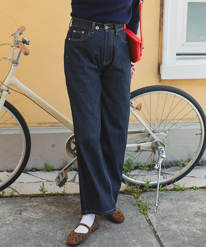 ダークブルー デニム ワイドパンツ快晴堂男女兼用 パンツ | 快晴堂