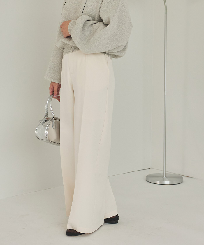 ALBa 様 NEAT ワンタックパンツ 46 KID MOHAIR 100% 147_ichi_yon_nana】タックワイドパンツ（セットアップ可能