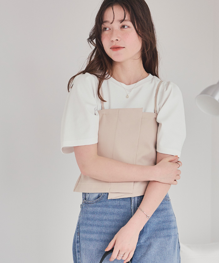 クルーネックタックスリーブトップス【メール便可／100】 | titivate