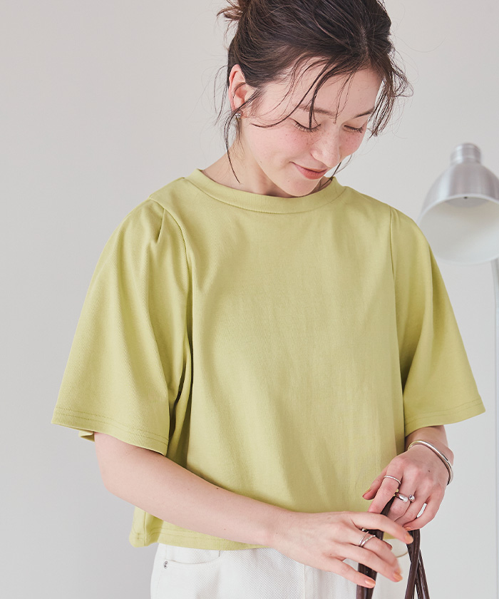 クルーネックタックスリーブトップス【メール便可／100】 | titivate