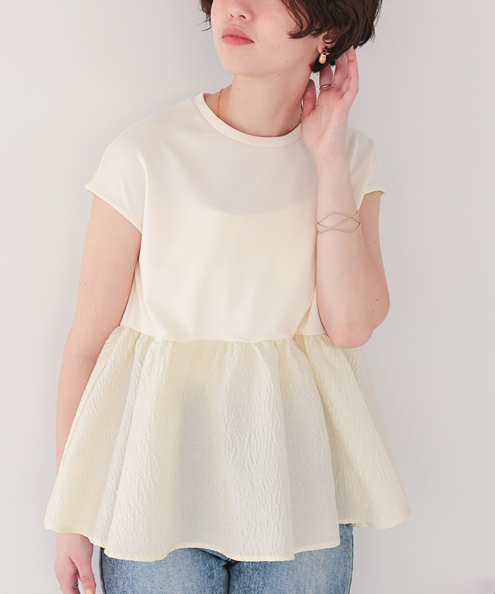 エリコカトリ ジャガードバックドレープブラウス キャミソール付